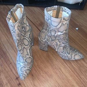Public Desire snakeskin ankle booties